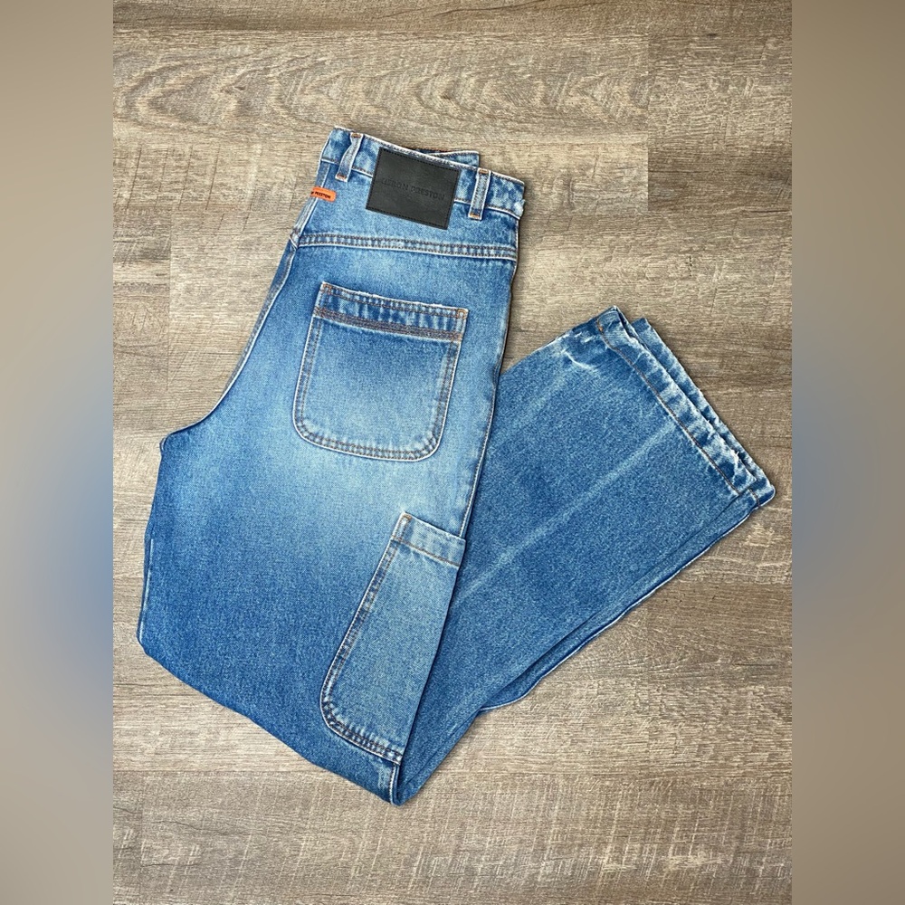 NWOT Heron Preston High-Waist Straight Leg 6-Pocket Medium Wash Denim Jeans - Picture 6 of 13